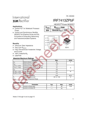 IRF7413ZPBF datasheet  